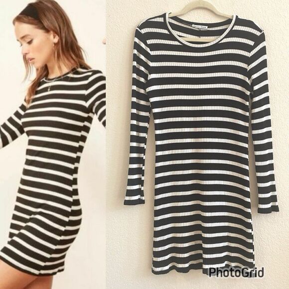 Reformation Jeans Jeanne Henri Stripe Ribbed Long Sleeve Dress Pullover - Picture 1 of 11